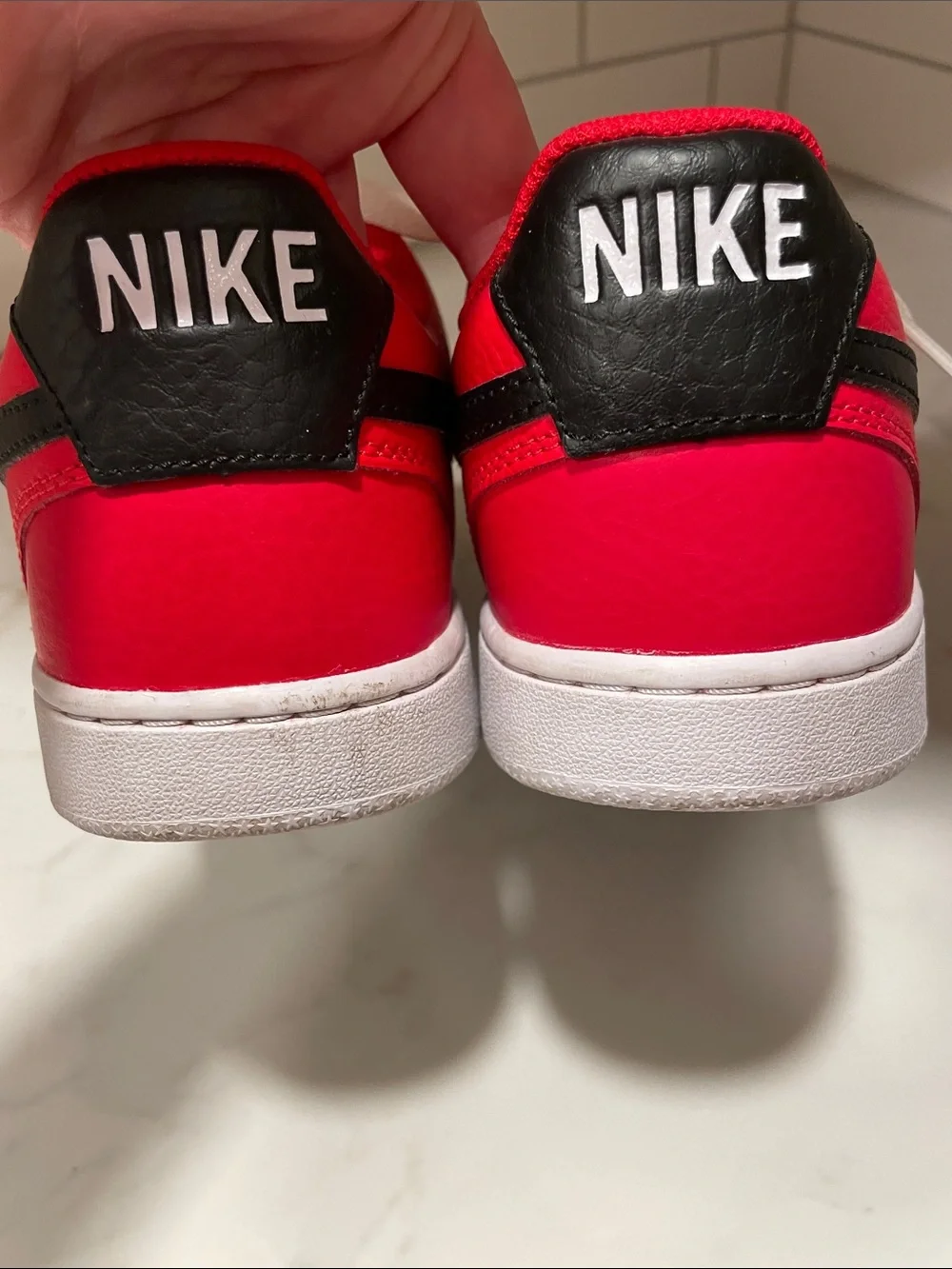 Nike court vision low top White Sneakers with Black and red